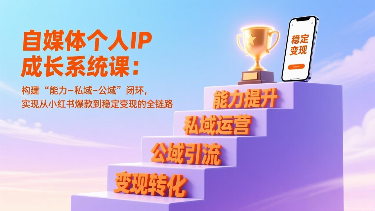 自媒体个人IP成长系统课：构建“能力-私域-公域”闭环，实现从小红书爆款到稳定变现的全链路-Ai创业网