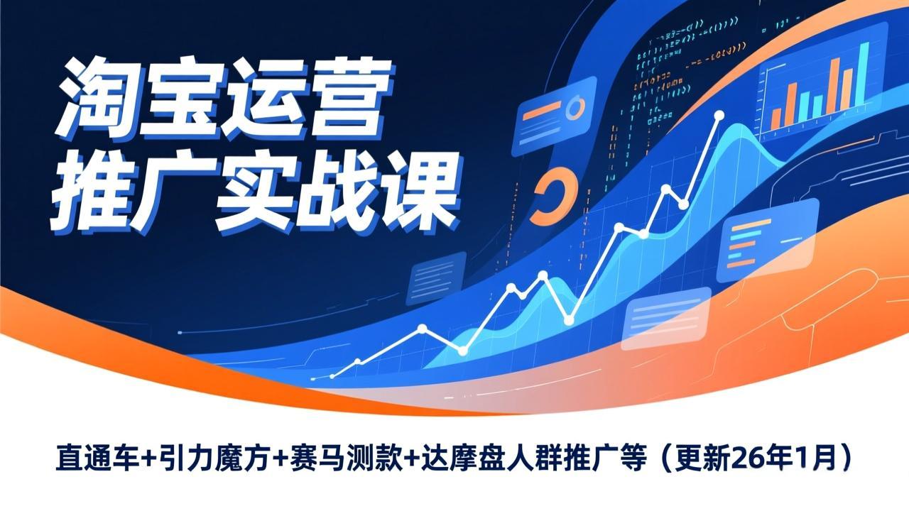 淘宝运营推广实战课，直通车+引力魔方+赛马测款+达摩盘人群推广等(更新26年1月-Ai创业网