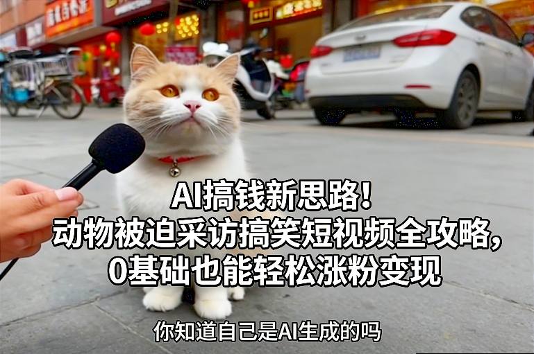 AI搞钱新思路！动物被迫采访搞笑短视频全攻略，0基础也能轻松涨粉变现-Ai创业网