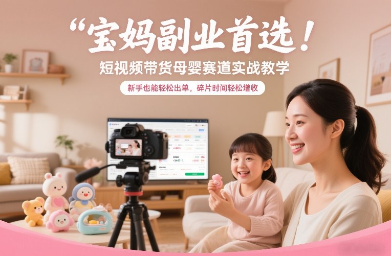 宝妈副业首选！短视频带货母婴赛道实战教学，新手也能轻松出单，碎片时间轻松增收-Ai创业网