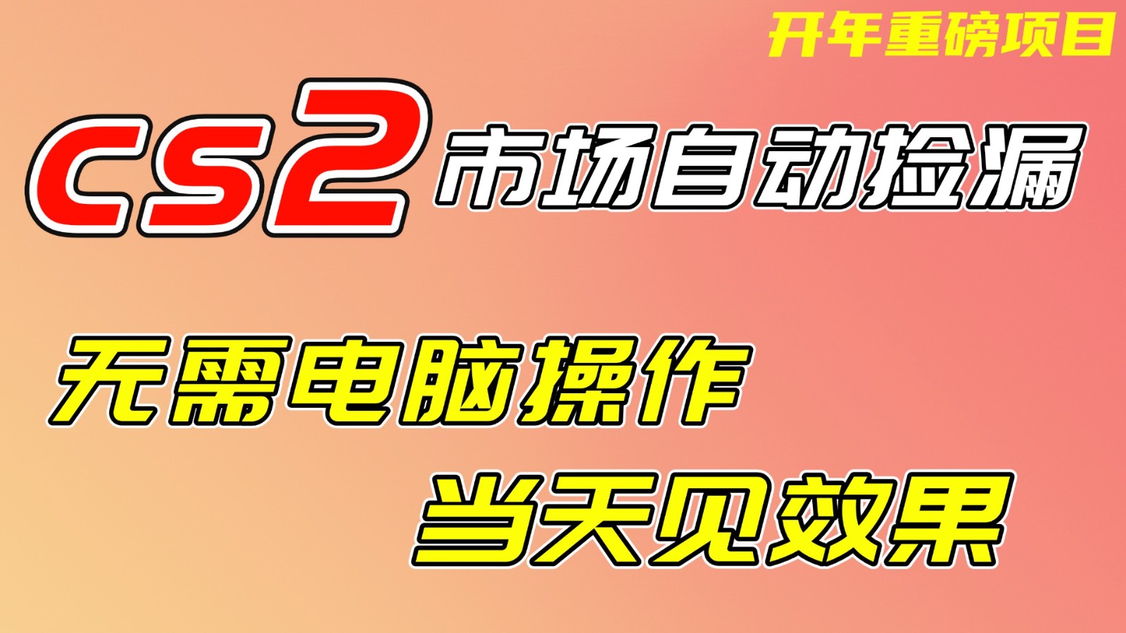 CS2市场挂机项，无需电脑操作，无需进入游戏，当天见效果，支持任何形式验证-Ai创业网