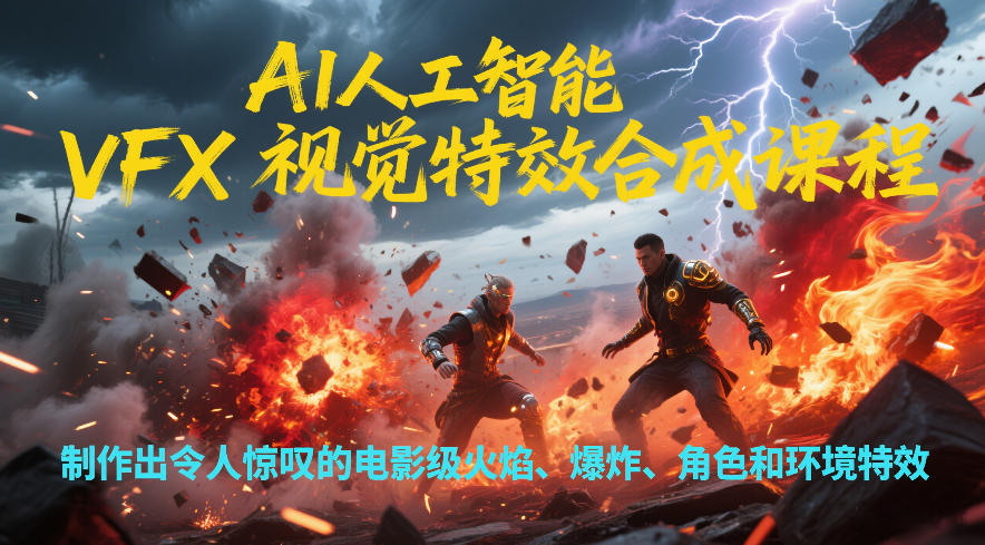 AI人工智能VFX视觉特效合成课程，制作出令人惊叹的电影级火焰、爆炸、角色和环境特效-Ai创业网