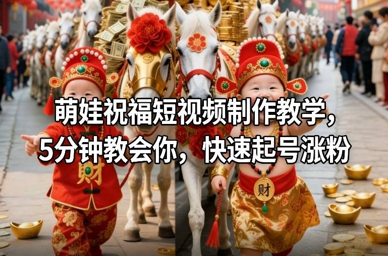萌娃祝福短视频制作教学，5分钟教会你，快速起号涨粉-Ai创业网
