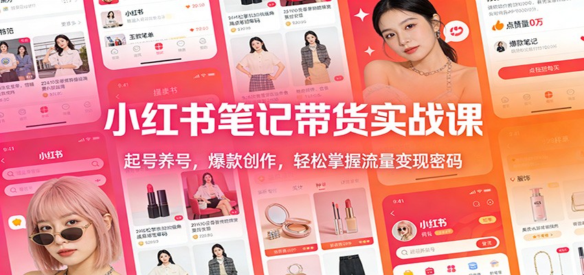 小红书笔记带货实战课：起号养号，爆款创作，轻松掌握流量变现密码-Ai创业网