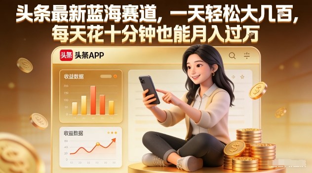 头条最新蓝海赛道，一天轻松大几张，每天花十分钟也能月入过1W【揭秘】-Ai创业网