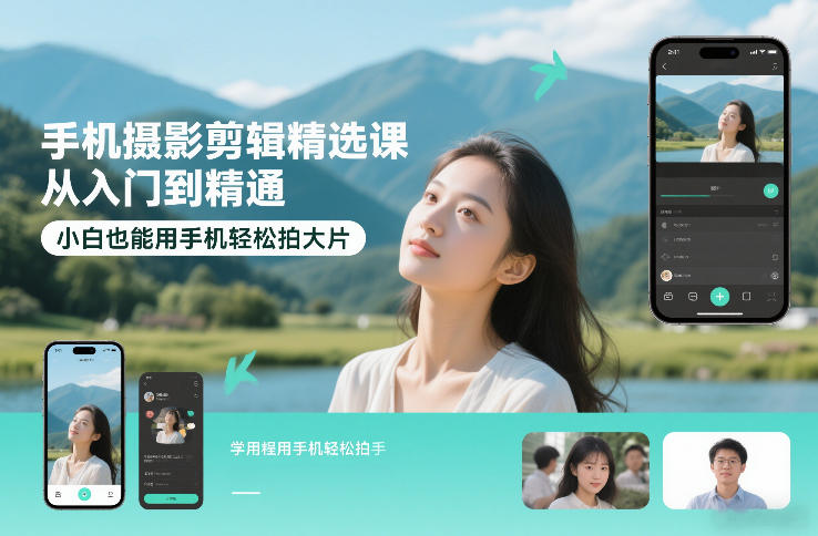 手机摄影剪辑精选课，从入门到精通，小白也能用手机轻松拍大片-Ai创业网