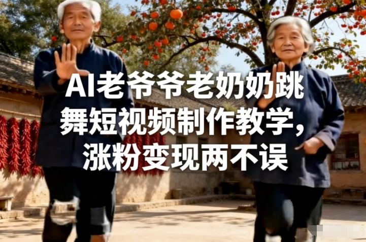 AI老爷爷老奶奶跳舞短视频制作教学，涨粉变现两不误-Ai创业网