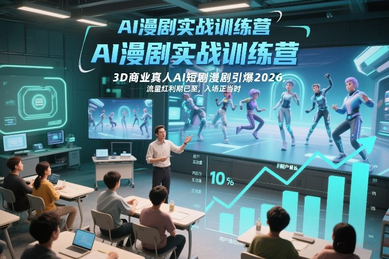 AI漫剧实战训练营，3D商业真人AI短剧漫剧引爆2026，流量红利期已至，入场正当时-Ai创业网