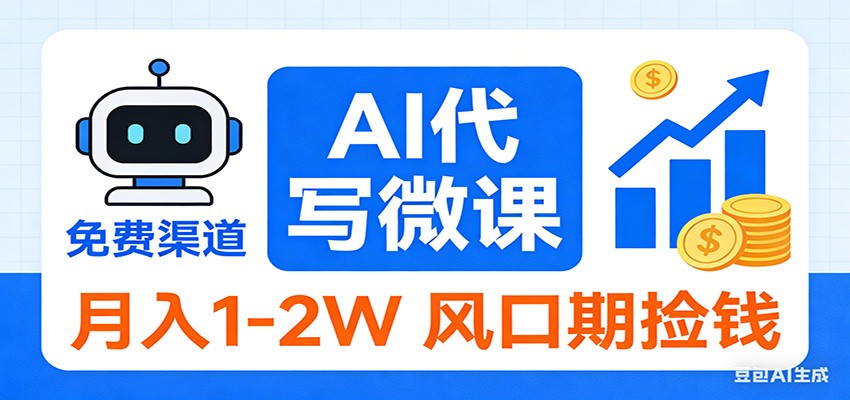 2026告别打工！AI 代写微课，提供免费渠道，月入 1-2W 风口期捡钱-Ai创业网