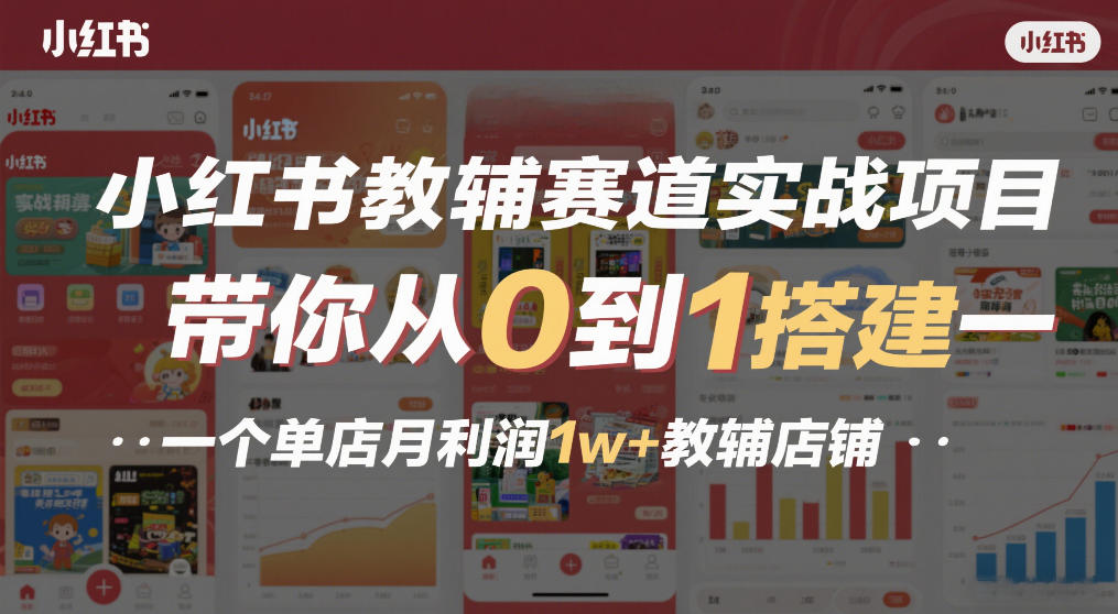 小红书教辅赛道实战项目，带你从0到1搭建一个单店月利润1w+教辅店铺-Ai创业网