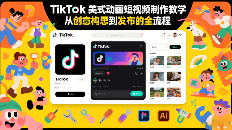 TikTok美式动画短视频制作教学，从创意构思到发布的全流程-Ai创业网