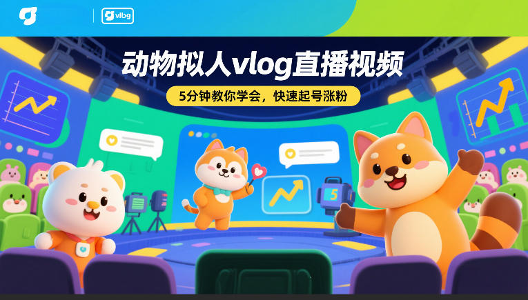 动物拟人vlog直播视频，5分钟教你学会，快速起号涨粉-Ai创业网