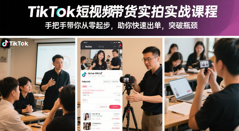 TikTok短视频带货实拍实战课程，手把手带你从零起步，助你快速出单，突破瓶颈-Ai创业网