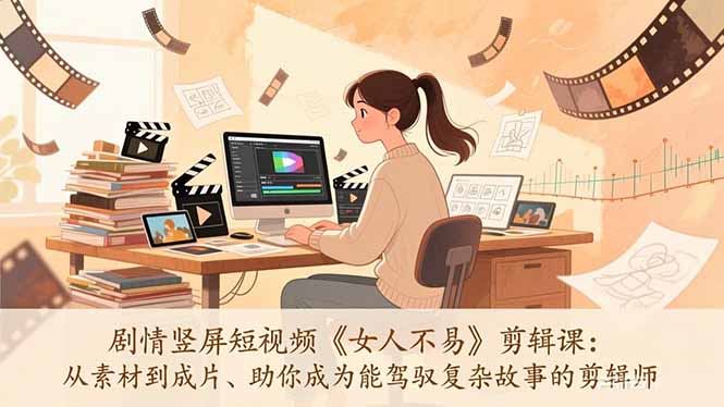 剧情竖屏短视频《女人不易》剪辑课：从素材到成片、助你成为能驾驭复杂故事的剪辑师-Ai创业网