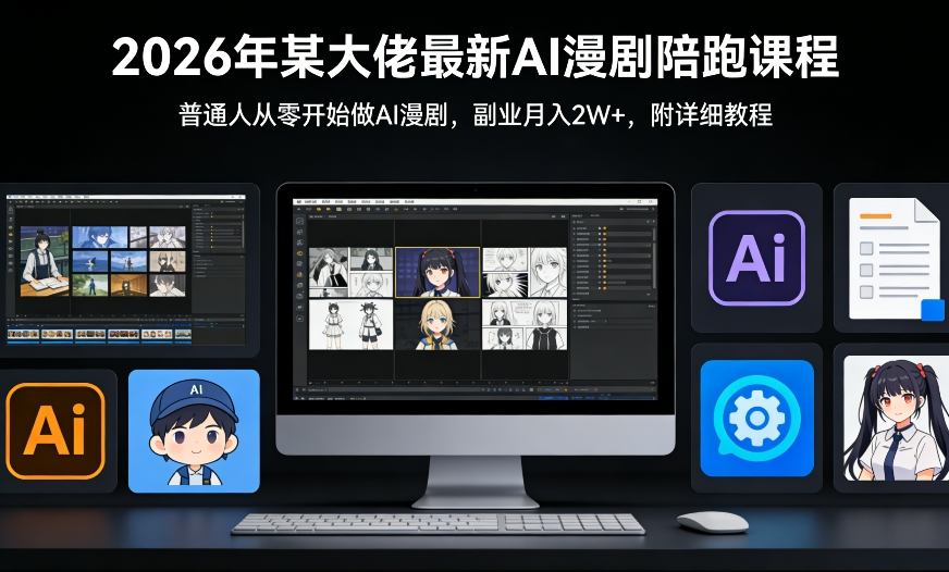 26年某大佬最新Ai漫剧陪跑课程，普通人从零开始做AI漫剧，副业月入2W+-Ai创业网
