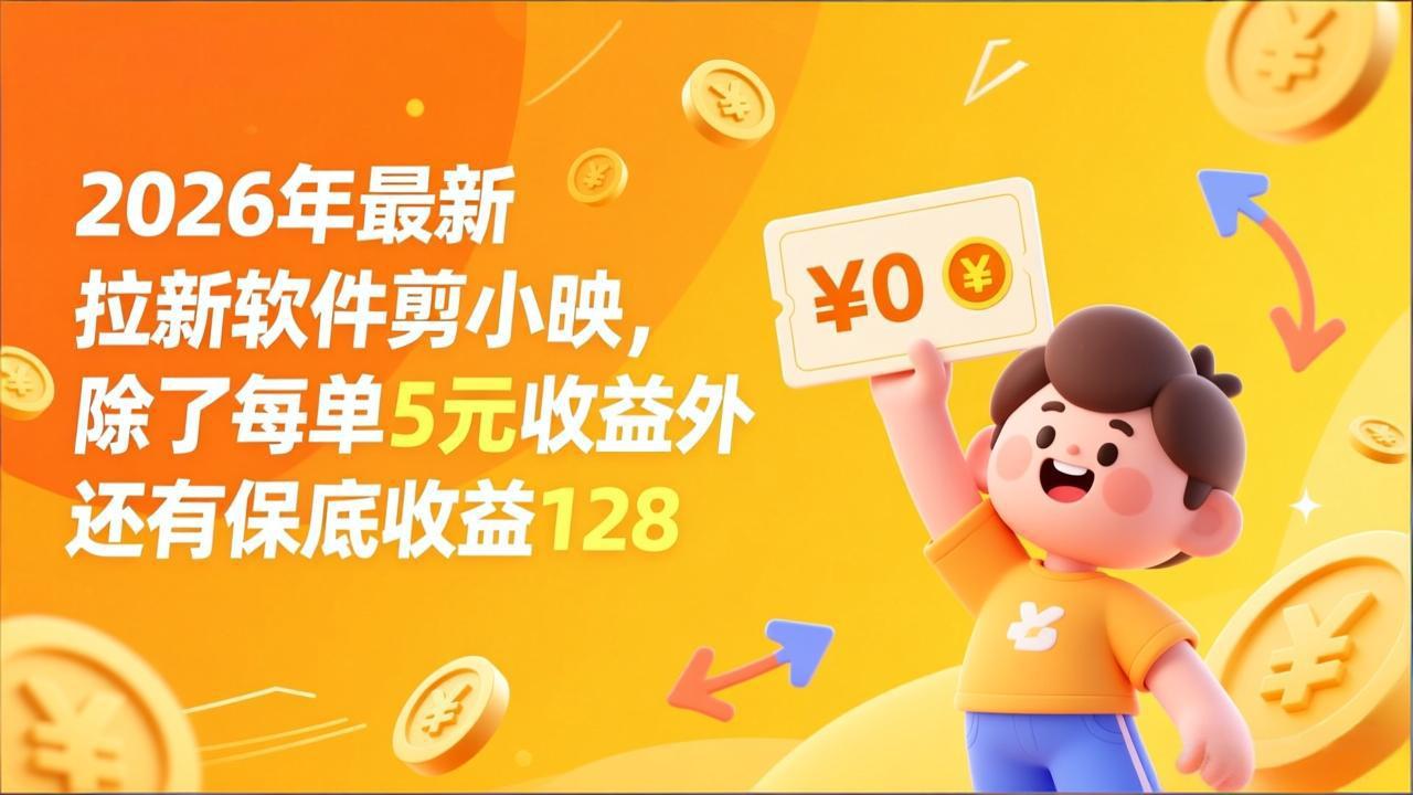 最新拉新软件剪小映，除了每单5元收益外还有保底收益128-Ai创业网