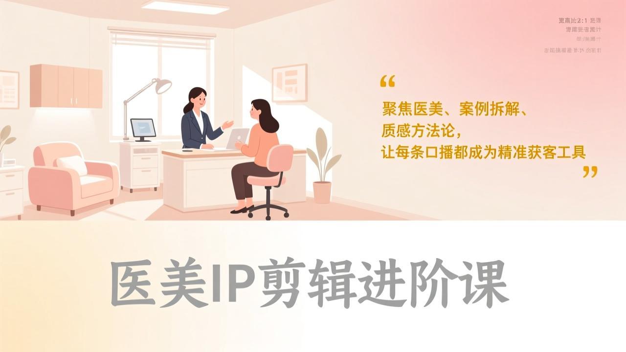 医美IP剪辑进阶课，聚焦医美、案例拆解、质感方法论，让每条口播都成为精准获客工具-Ai创业网