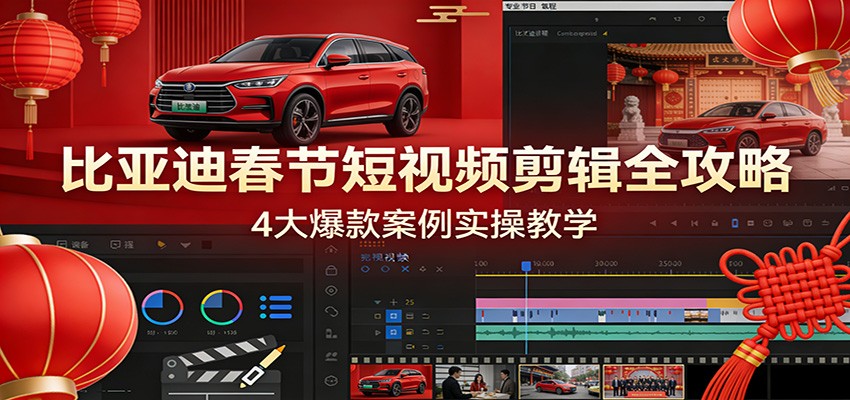 比亚迪春节短视频剪辑全攻略，4大爆款案例实操教学-Ai创业网