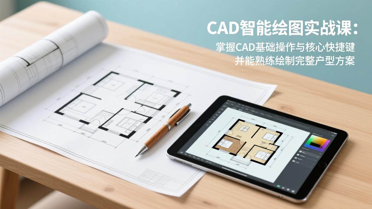 CAD智能绘图实战课：掌握CAD基础操作与核心快捷键，并能熟练绘制完整户型方案-Ai创业网