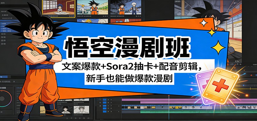 悟空漫剧班：文案爆款+Sora2抽卡+配音剪辑，新手也能做爆款漫剧-Ai创业网