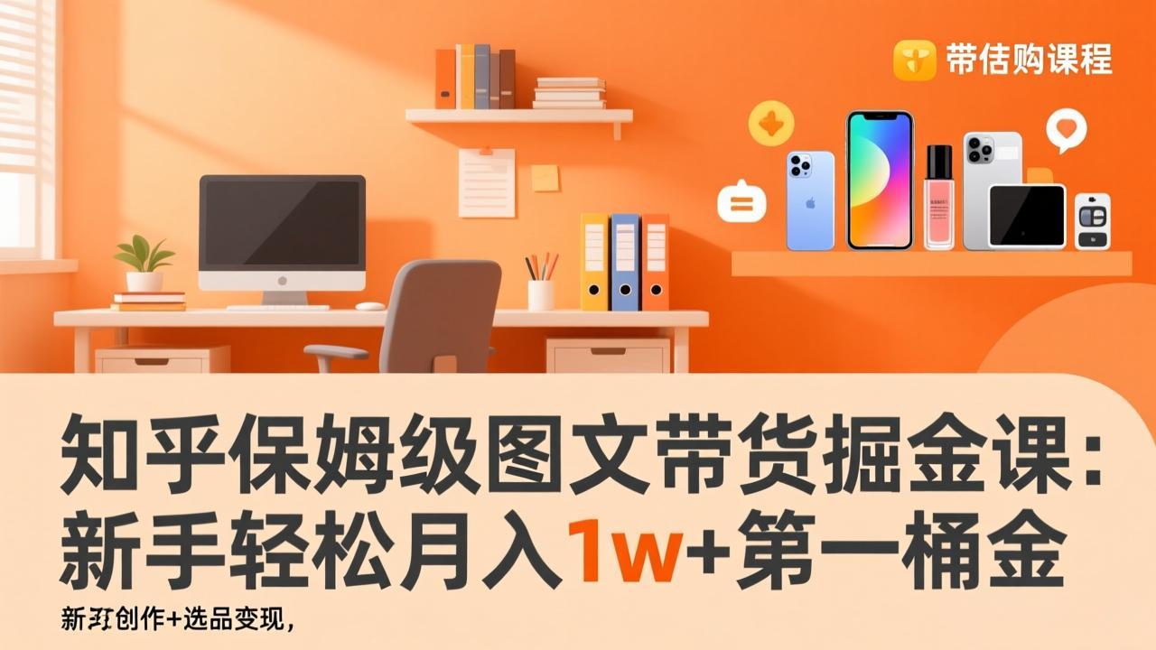 知乎保姆级图文带货掘金课：账号打造+爆文创作+选品变现，新手轻松月入1w+第一桶金-Ai创业网