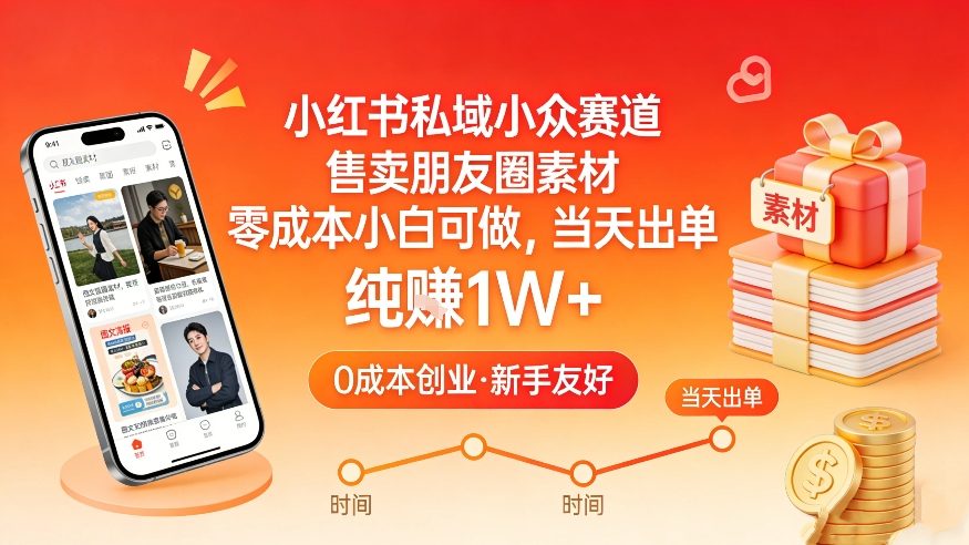 小红书私域小众赛道，售卖朋友圈素材，零成本小白可做，当天出单，月入1W+-Ai创业网