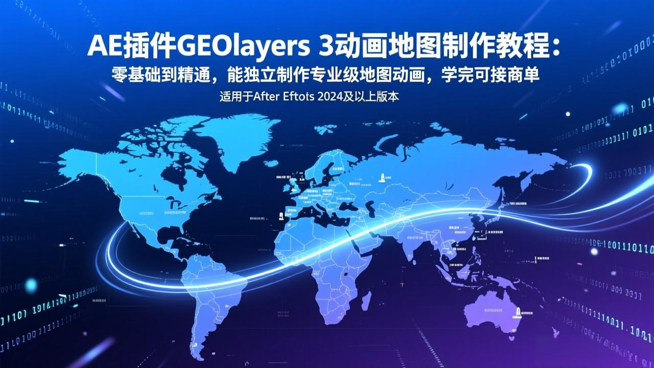 AE插件GEOlayers 3动画地图制作教程：零基础到精通，能独立制作专业级地图动画，学完可接商单-Ai创业网