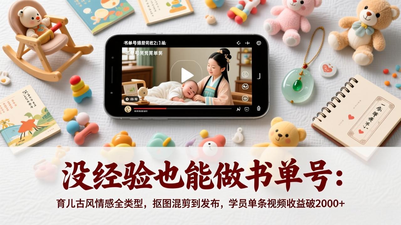没经验也能做书单号：育儿古风情感全类型，抠图混剪到发布，学员单条视频收益破2000+-Ai创业网