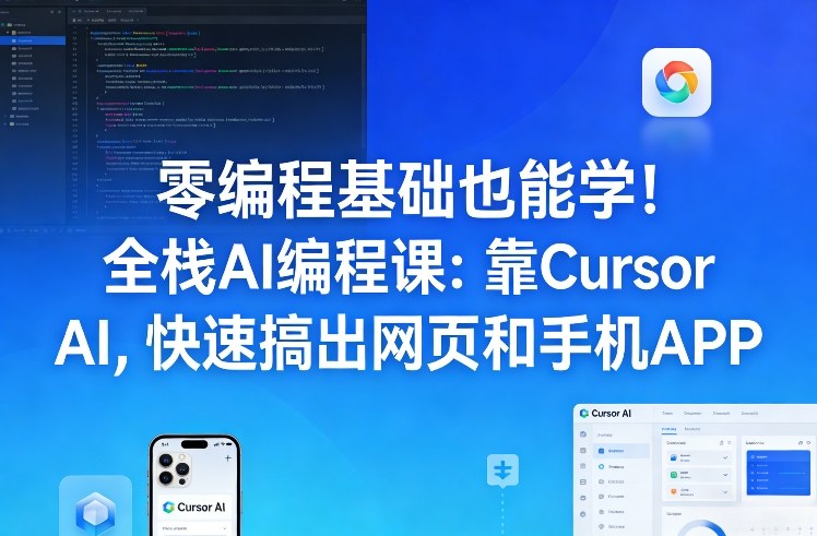 零编程基础也能学！全栈AI编程课：靠Cursor AI，快速搞出网页和手机APP-Ai创业网