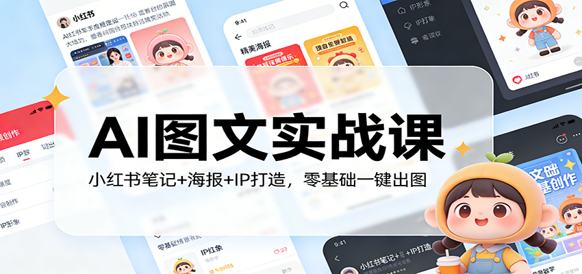 AI图文实战课：小红书笔记+海报+IP打造，零基础一键出图-Ai创业网