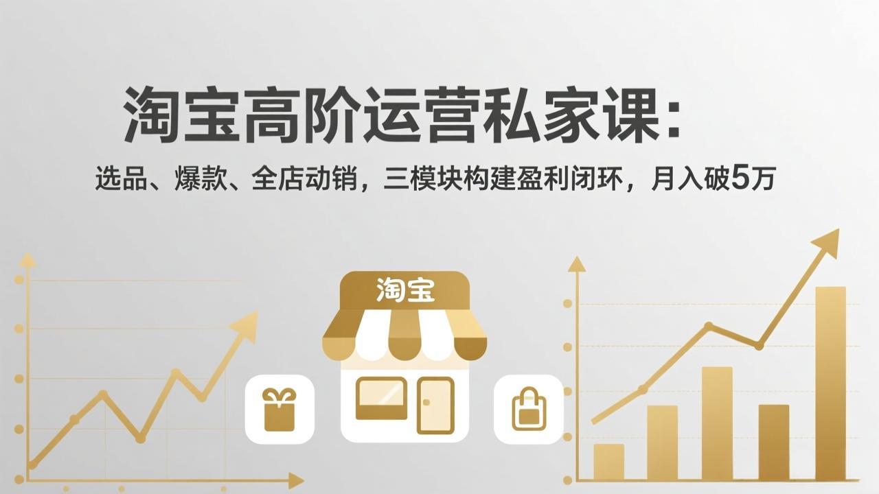 淘宝高阶运营私家课：选品、爆款、全店动销，三模块构建盈利闭环，月入破5万(更新26年2月-Ai创业网