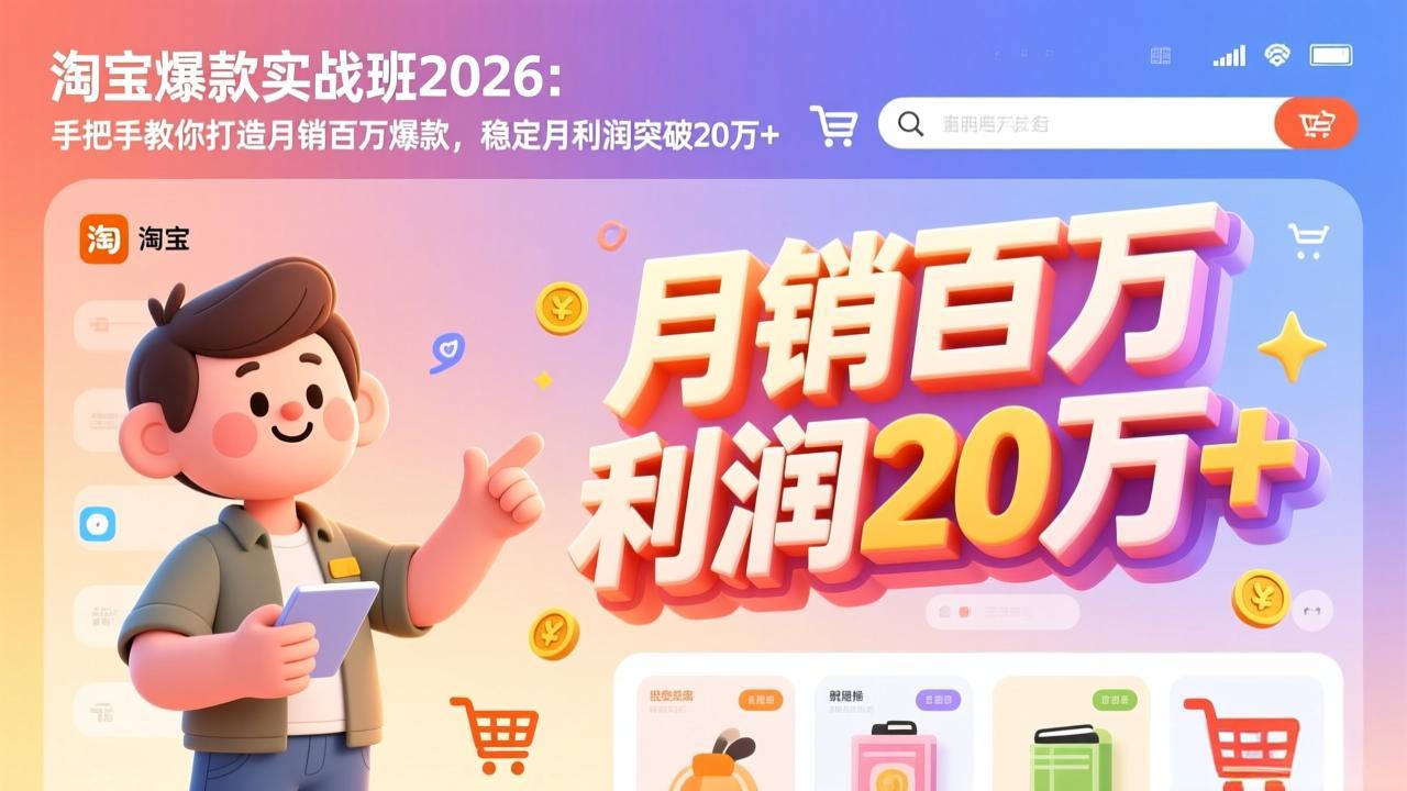淘宝爆款实战班-2026年2月更新：手把手教你打造月销百万爆款，稳定月利润突破20万+-Ai创业网