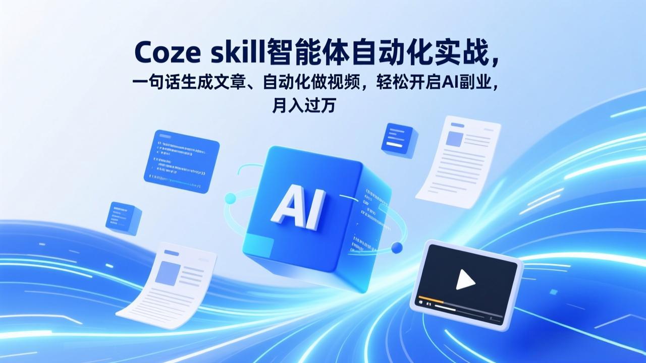 Coze skill智能体自动化实战，一句话生成文章、自动化做视频，轻松开启AI副业，月入过万-Ai创业网