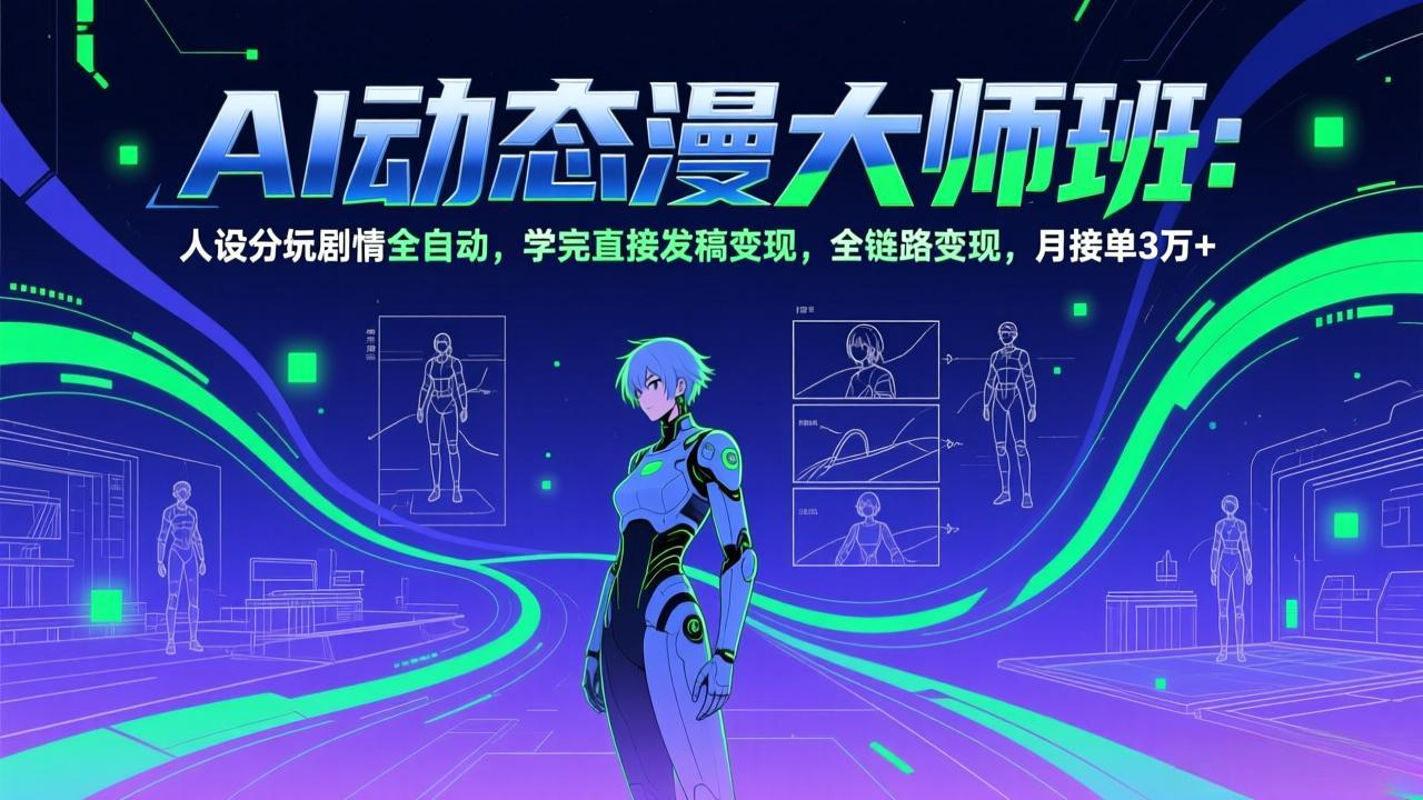 AI动态漫剧大师班：人设分镜剧情全自动，学完直接发稿变现，全链路变现，月接单3万+-Ai创业网