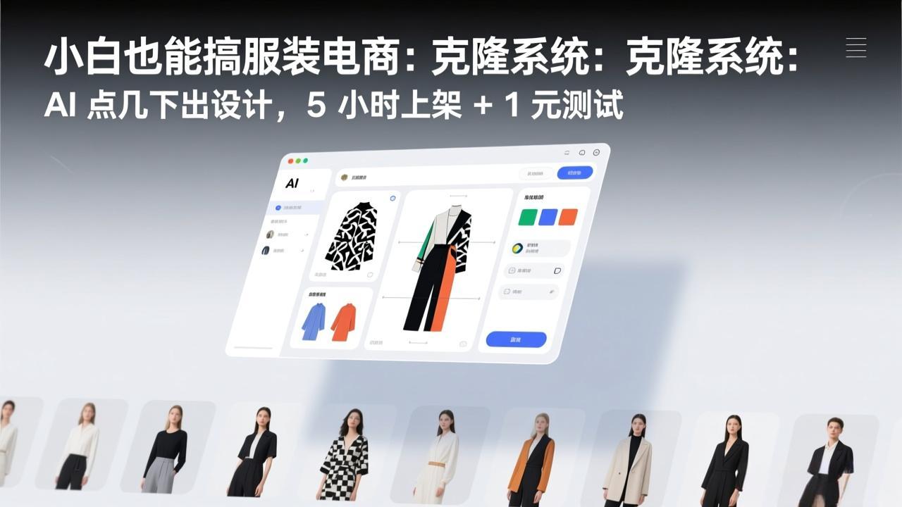 小白也能搞服装电商：克隆系统：AI 点几下出设计，5 小时上架 + 1 元测试-Ai创业网