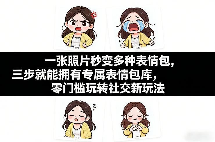 一张照片秒变多种表情包，三步就能拥有专属表情包库，零门槛玩转社交新玩法【文档】-Ai创业网