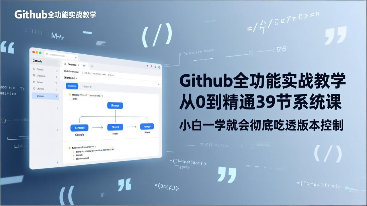 GitHub-全功能实战教学，从0到精通39节系统课，小白一学就会彻底吃透版本控制-Ai创业网