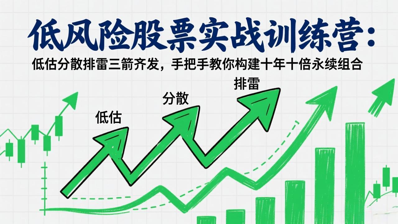 低风险股票实战训练营：低估分散排雷三箭齐发，手把手教你构建十年十倍永续组合-Ai创业网