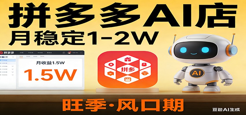 开一家拼多多AI店，月稳定1-2W，目前旺季，风口期！-Ai创业网