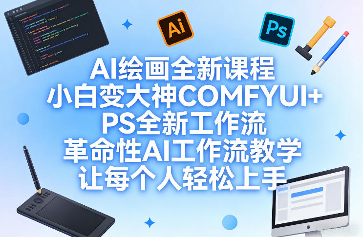 AI绘画全新课程，小白变大神COMFYUI+PS全新工作流，革命性AI工作流教学，让每个人轻松上手-Ai创业网