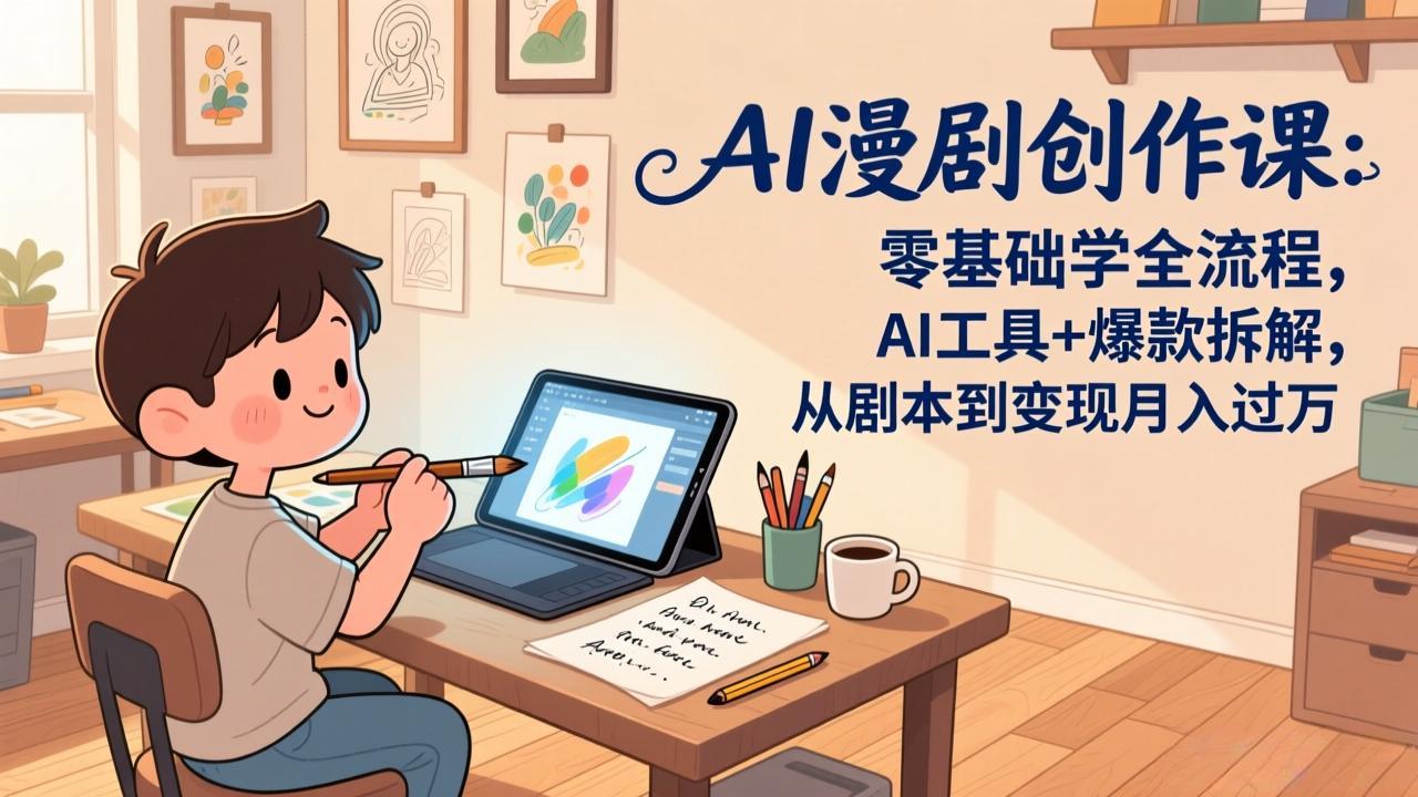 AI漫剧创作课：零基础学全流程，AI工具+爆款拆解，从剧本到变现月入过万-Ai创业网