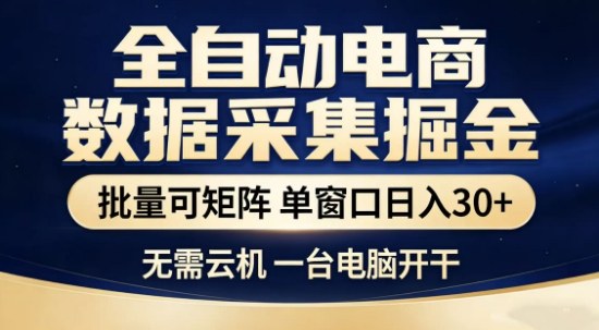 独家电商数据全自动采集项目，批量可矩阵，单窗口轻松日入3张+【揭秘】-Ai创业网