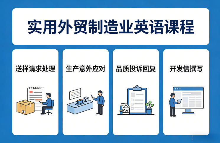 实用外贸制造业英语课程，教你专业处理送样请求、应对生产意外、回复品质投诉、撰写开发信等-Ai创业网