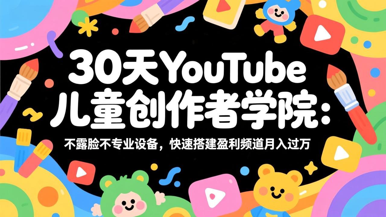 30天YouTube儿童创作者学院：不露脸不专业设备，快速搭建盈利频道月入过万-Ai创业网