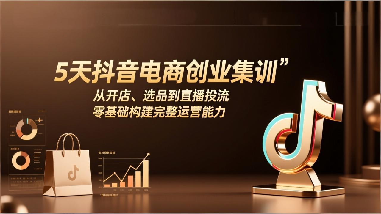5天抖音电商创业集训：从开店、选品到直播投流，零基础构建完整运营能力-Ai创业网