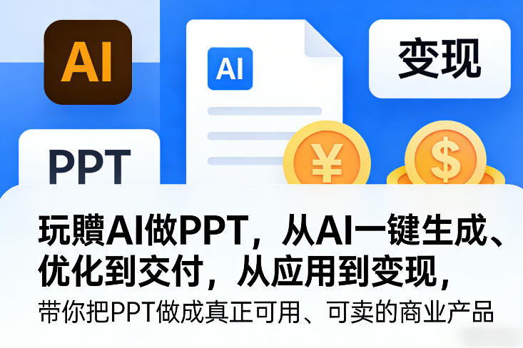 玩賺AI做PPT，从AI一键生成、优化到交付，从应用到变现，带你把PPT做成真正可用、可卖的商业产品-Ai创业网