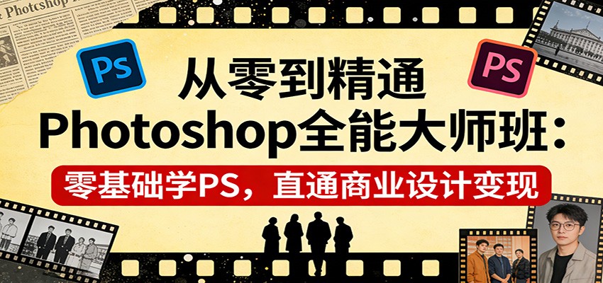 从零到精通Photoshop全能大师班：零基础学PS，直通商业设计变现-Ai创业网