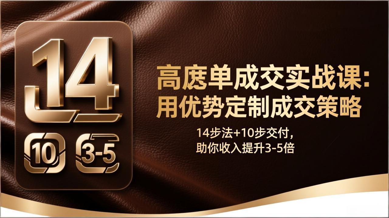 高客单成交实战课：用优势定制成交策略，14步法+10步交付，助你收入提升3-5倍-Ai创业网
