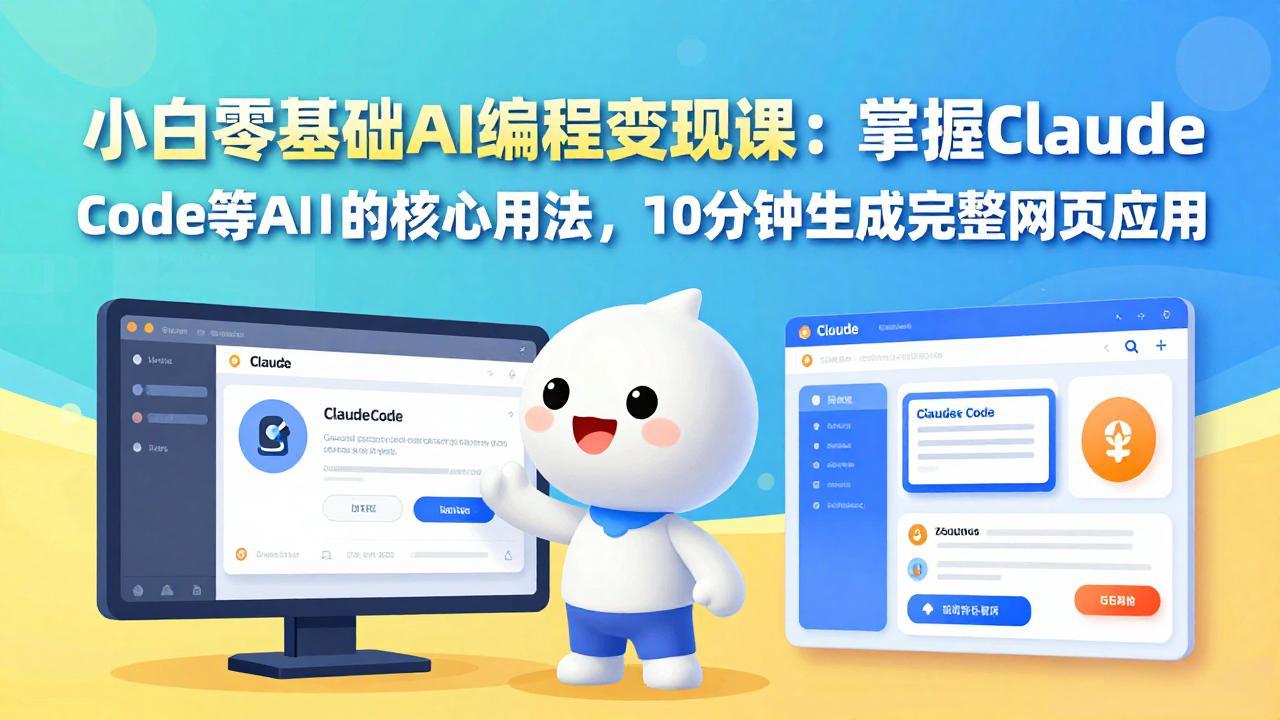 小白零基础AI编程变现课：掌握Claude Code等AI工具的核心用法，10分钟生成完整网页应用-Ai创业网