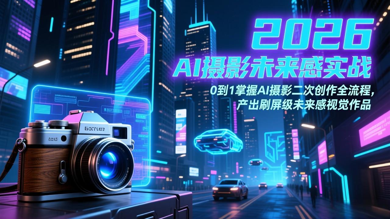 2026 AI摄影未来感实战：0到1掌握AI摄影二次创作全流程，产出刷屏级未来感视觉作品-Ai创业网
